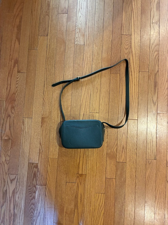 Cuyana Handbags - Cuyana Dark Green Pebbled Leather Crossbody Bag